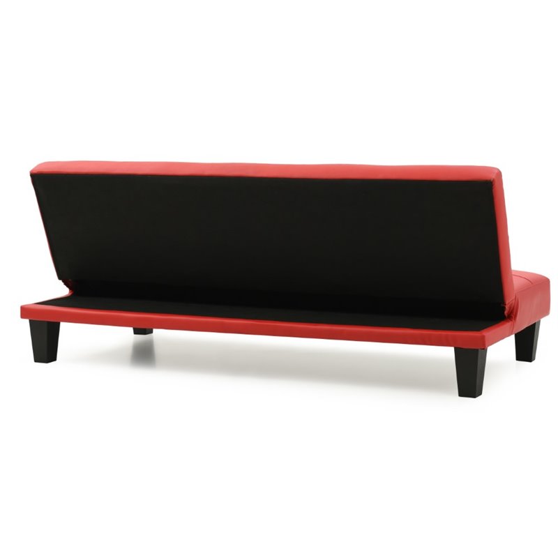 Glory Furniture Alan Faux Leather Sleeper Sofa in Red