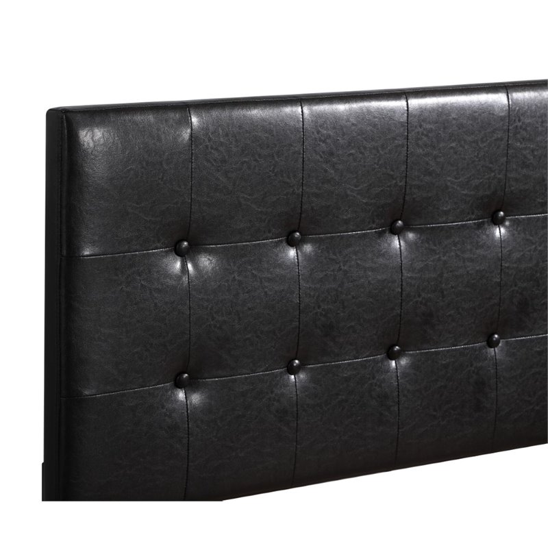 Glory Furniture Caldwell Faux Leather Panel Queen Bed in Black