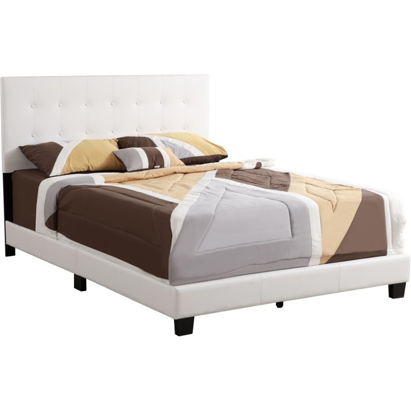 Glory Furniture Caldwell Faux Leather Panel Queen Bed in White