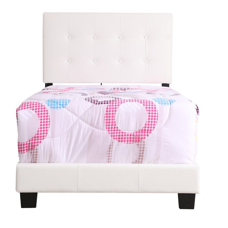 Glory Furniture Caldwell Faux Leather Panel Twin Bed in White