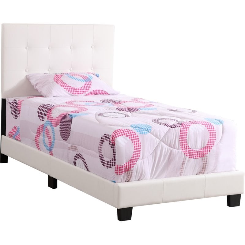 Glory Furniture Caldwell Faux Leather Panel Twin Bed in White