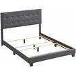 Glory Furniture Caldwell Faux Leather Panel Queen Bed in Gray