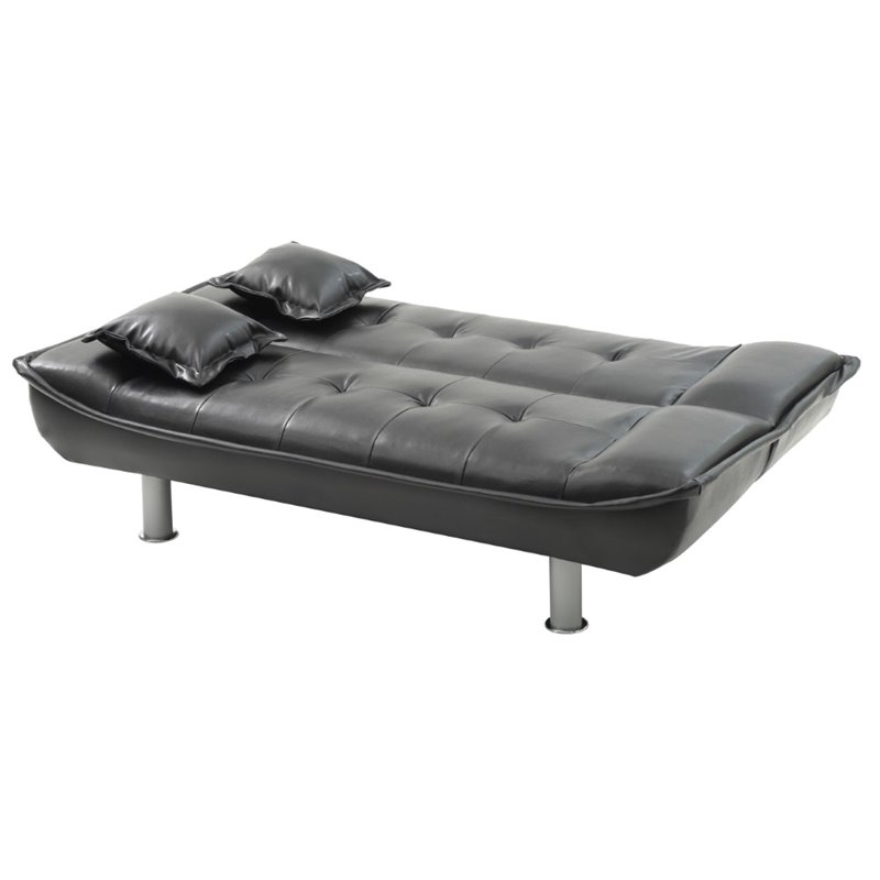 Glory Furniture Lionel Faux Leather Sleeper Sofa in Black