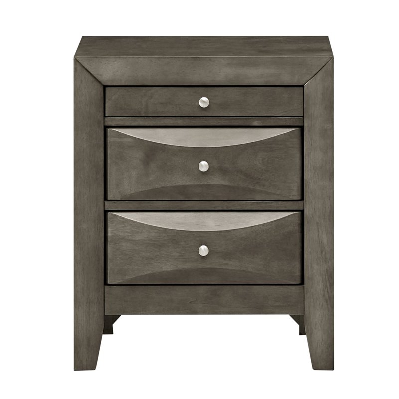 Glory Furniture Marilla 3 Drawer Nightstand in Gray