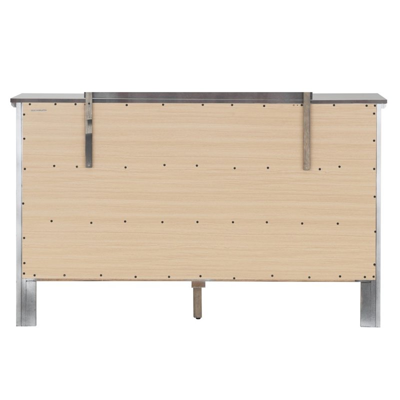 Glory Furniture Primo 6-Drawers Bedroom Dresser in Silver Champagne