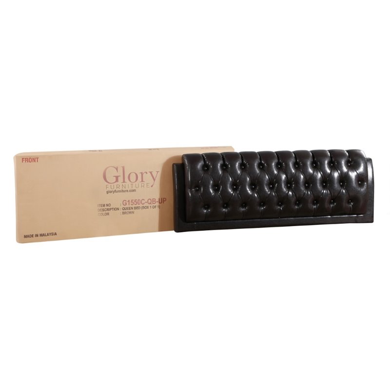 Glory Furniture Marilla Faux Leather Upholstered Full Bed in Dark Brown