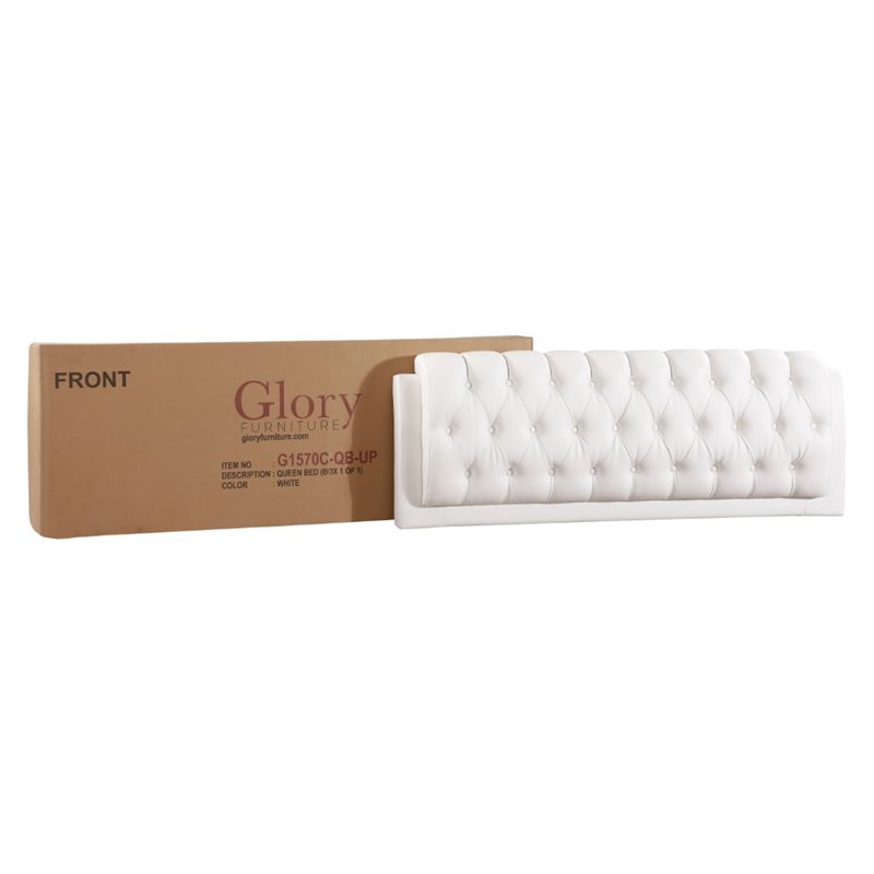 Glory Furniture Marilla Faux Leather Upholstered Full Bed in White