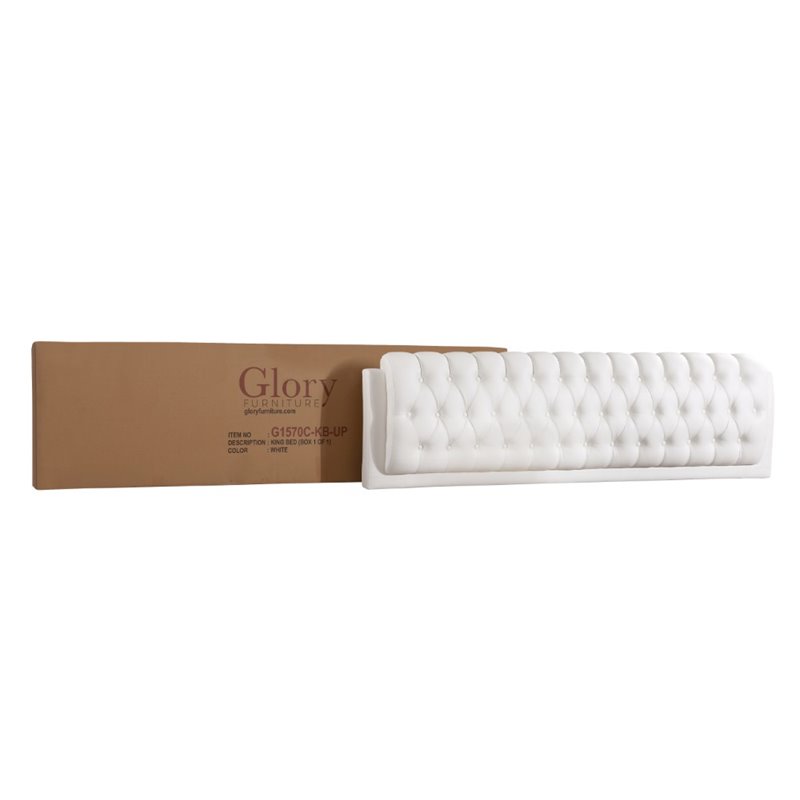 Glory Furniture Marilla Faux Leather Upholstered King Bed in White