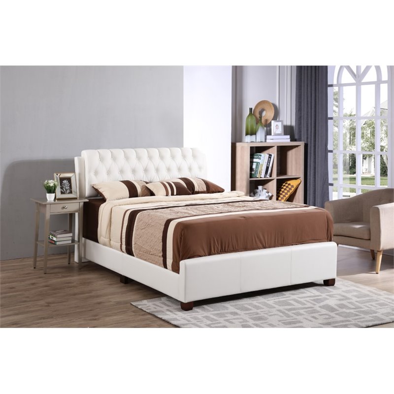 Glory Furniture Marilla Faux Leather Upholstered Queen Bed in White