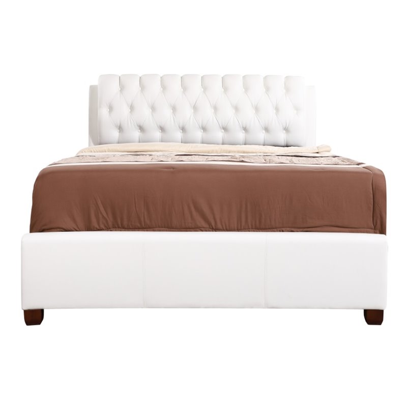 Glory Furniture Marilla Faux Leather Upholstered Queen Bed in White