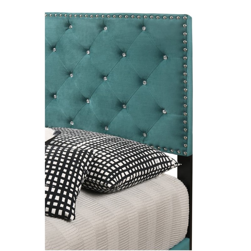 Glory Furniture Suffolk Velvet Upholstered Twin Bed in Green