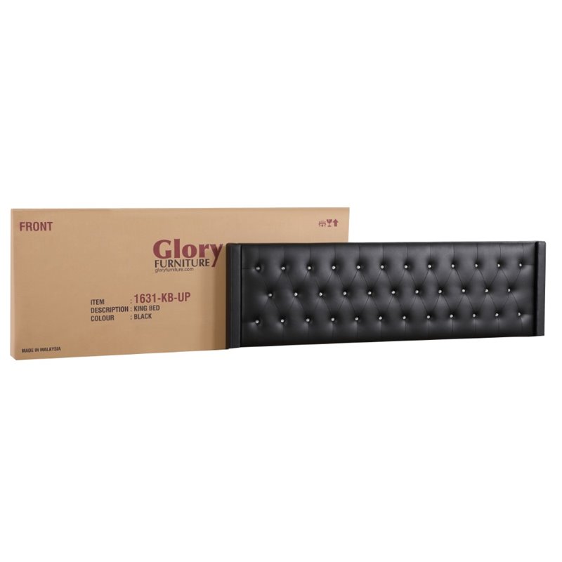 Glory Furniture Bergen Velvet Upholstered King Bed in Black