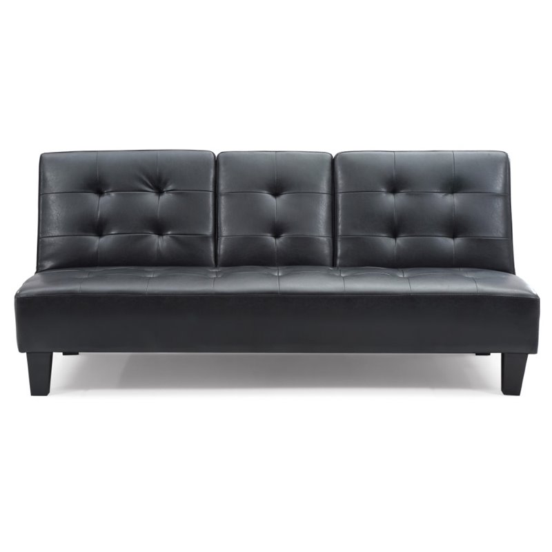 Glory Furniture Richie Faux Leather Sleeper Sofa in Black