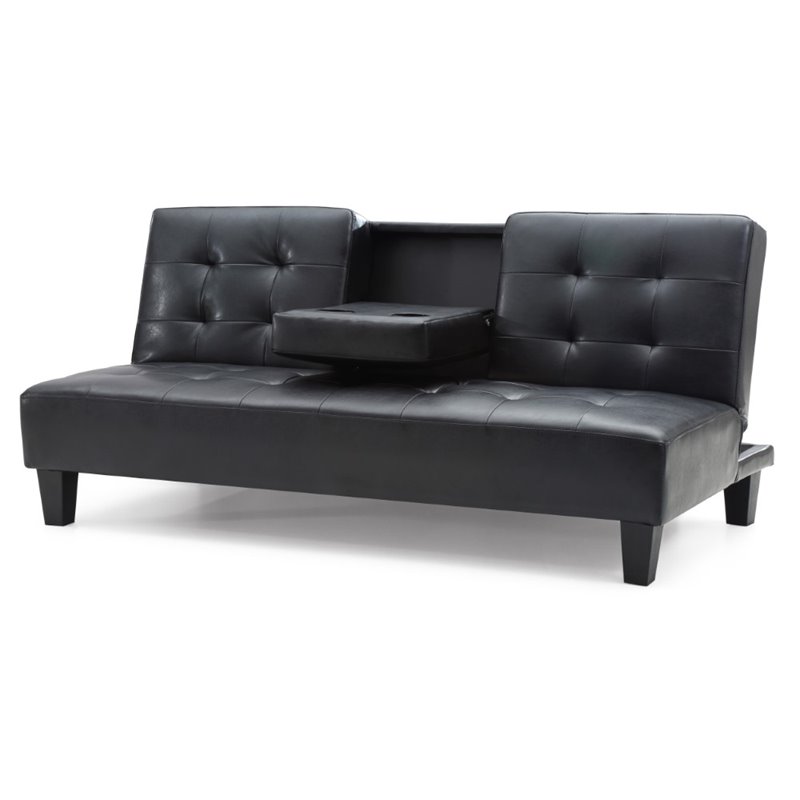 Glory Furniture Richie Faux Leather Sleeper Sofa in Black