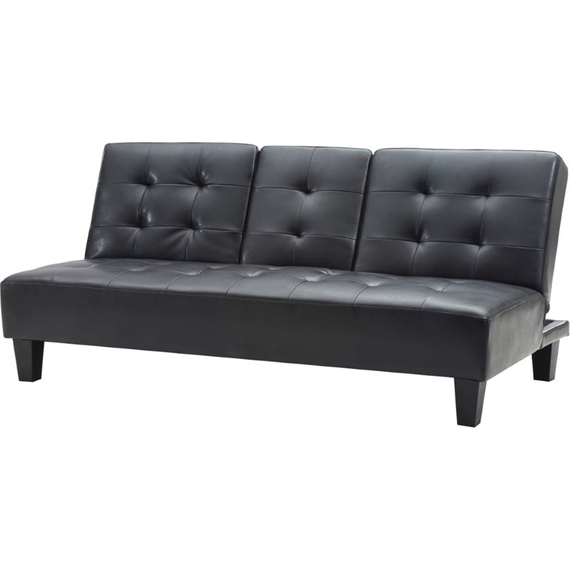 Glory Furniture Richie Faux Leather Sleeper Sofa in Black