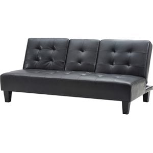Glory Furniture Richie Faux Leather Sleeper Sofa in Black