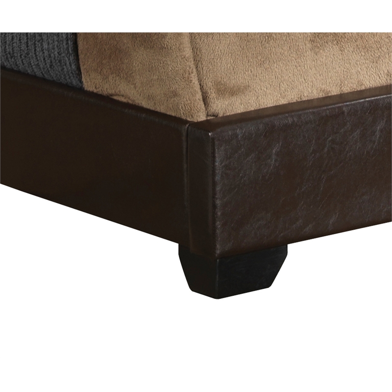 Glory Furniture Aaron Faux Leather Upholstered Queen Bed in Cappuccino