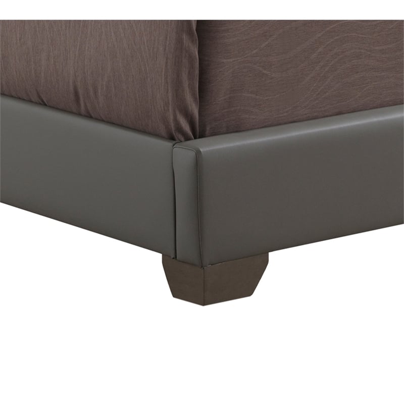 Glory Furniture Aaron Faux Leather Upholstered Queen Bed in Light Gray