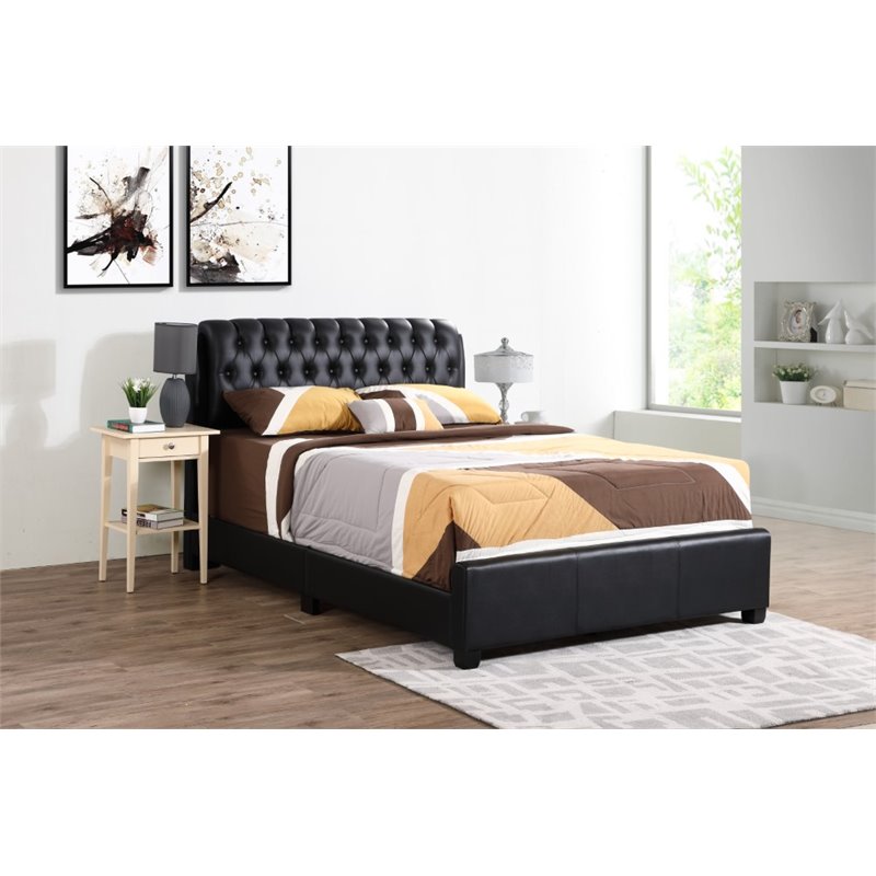 Glory Furniture Marilla Faux Leather Upholstered Queen Bed in Black