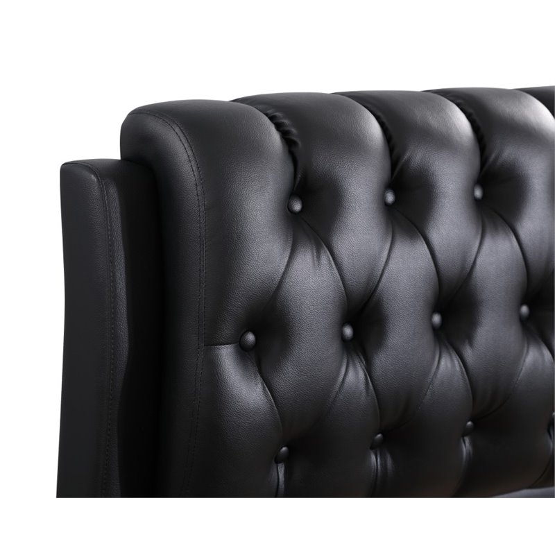Glory Furniture Marilla Faux Leather Upholstered Queen Bed in Black