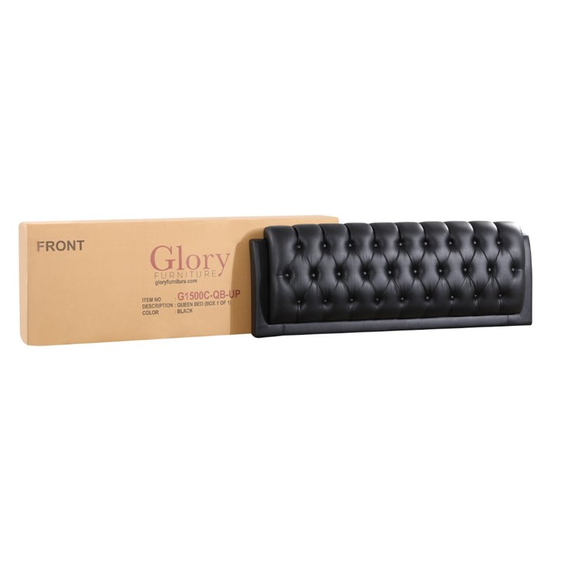 Glory Furniture Marilla Faux Leather Upholstered Queen Bed in Black