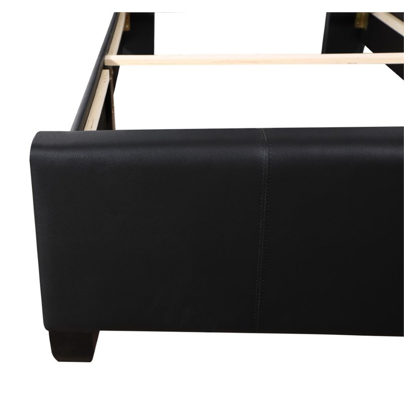 Glory Furniture Marilla Faux Leather Upholstered Twin Bed in Black
