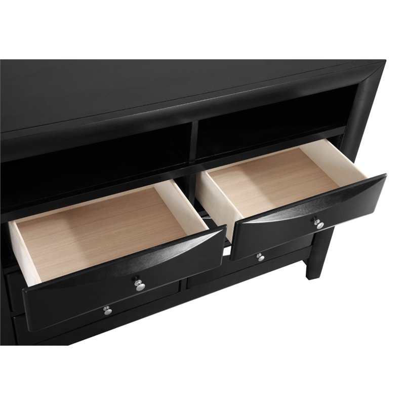 Glory Furniture Marilla 6 Drawer TV Stand in Black