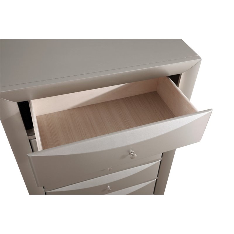 Glory Furniture Marilla 5-Drawers Bedroom Chest in Silver Champagne