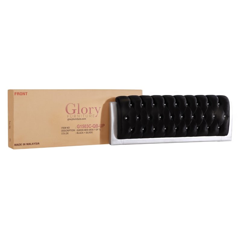 Glory Furniture Marilla Faux Leather Upholstered King Bed in Silver