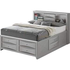 Glory Furniture Marilla King Storage Bed in Silver Champagne