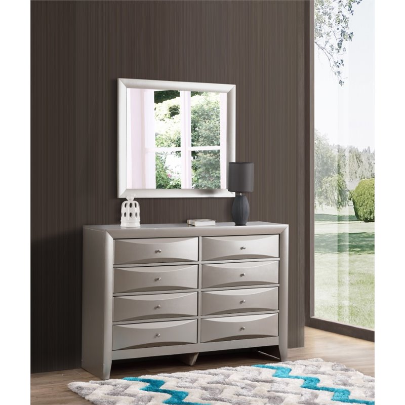 Glory Furniture Marilla Mirror in Silver Champagne