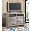 Glory Furniture Marilla Wood Veneer 6-Drawer TV Stand in Silver Champagne