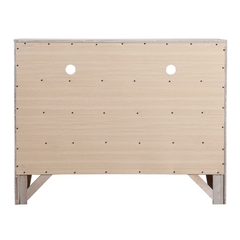 Glory Furniture Marilla Wood Veneer 6-Drawer TV Stand in Silver Champagne