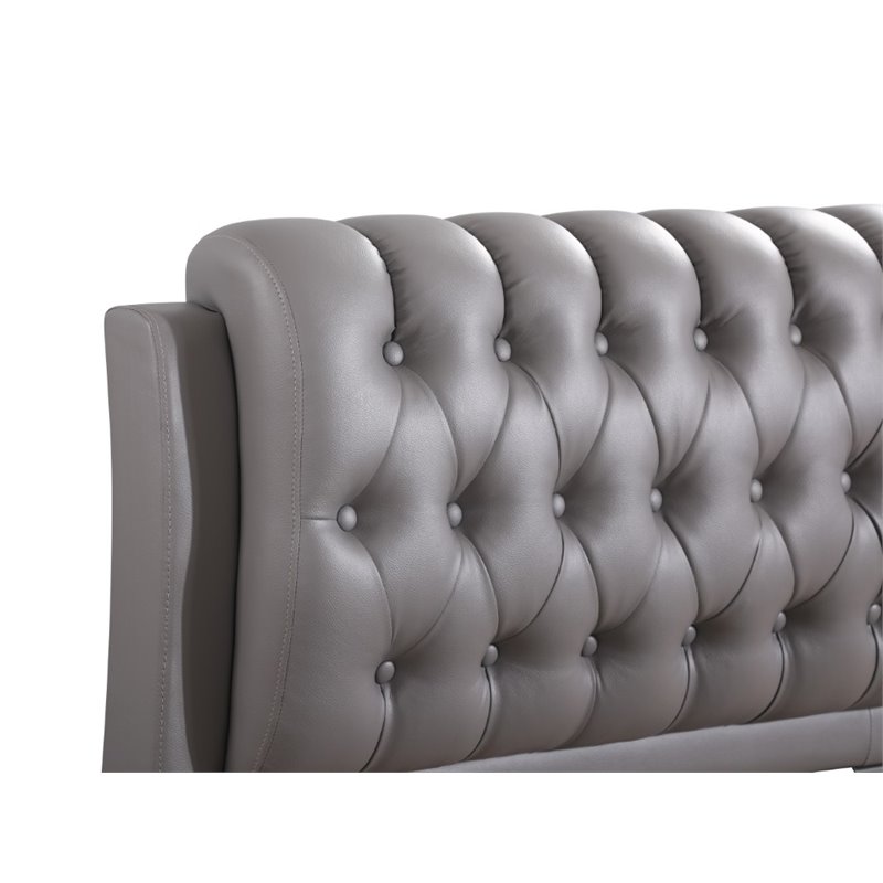 Glory Furniture Marilla Faux Leather Upholstered Twin Bed in Light Gray