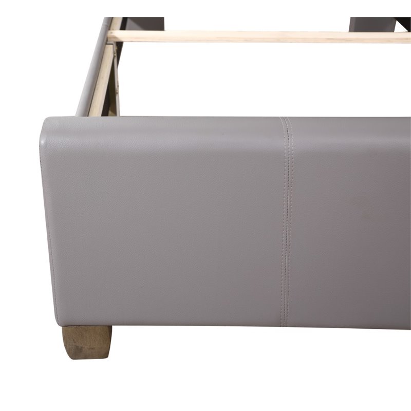 Glory Furniture Marilla Faux Leather Upholstered Twin Bed in Light Gray