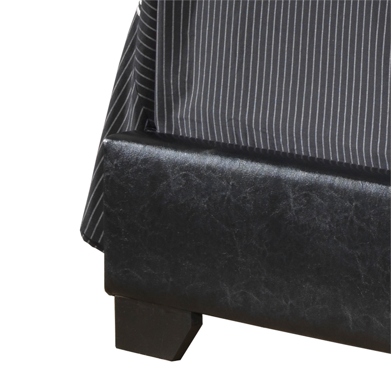 Glory Furniture Aaron Faux Leather Upholstered Queen Bed in Black