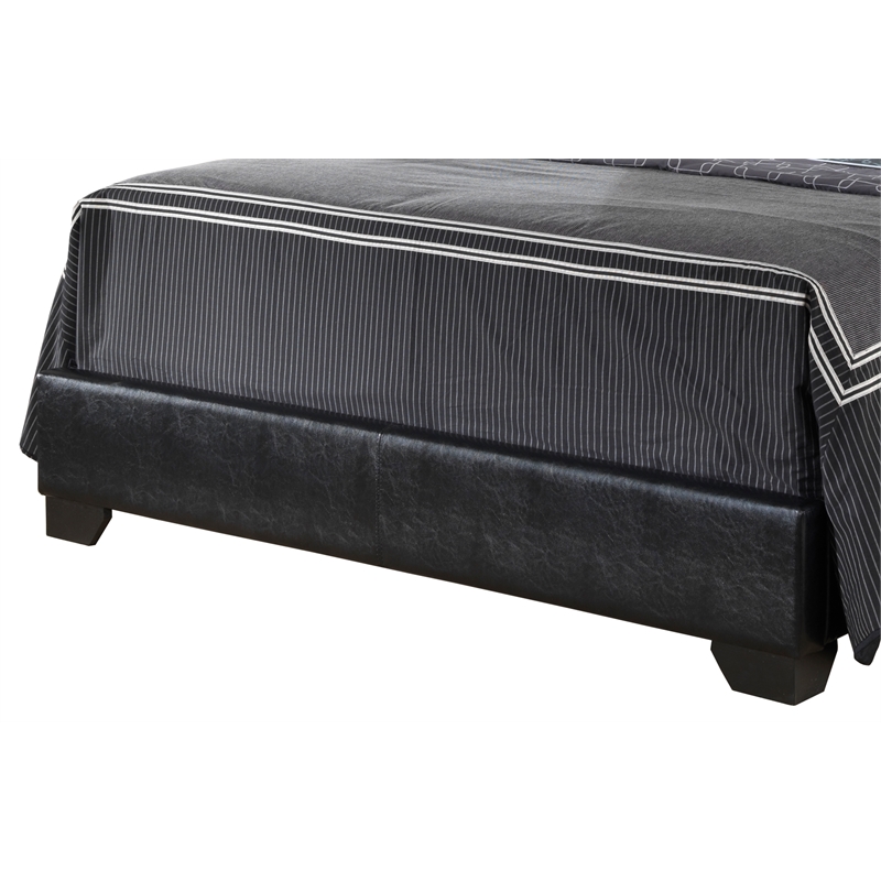 Glory Furniture Aaron Faux Leather Upholstered Queen Bed in Black