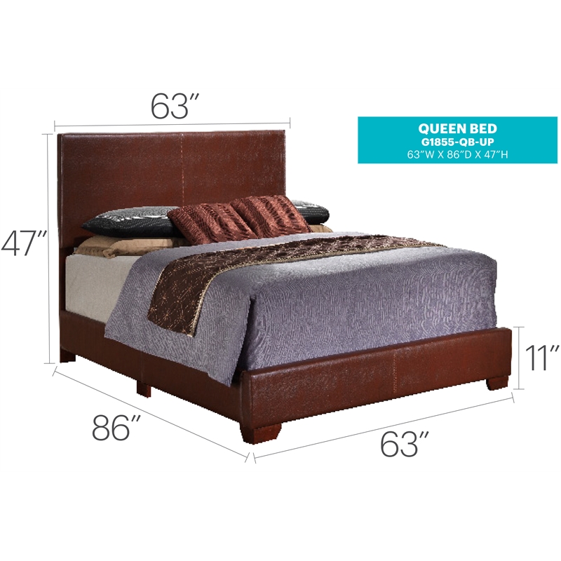 Glory Furniture Aaron Faux Leather Upholstered Full Bed in Light Brown