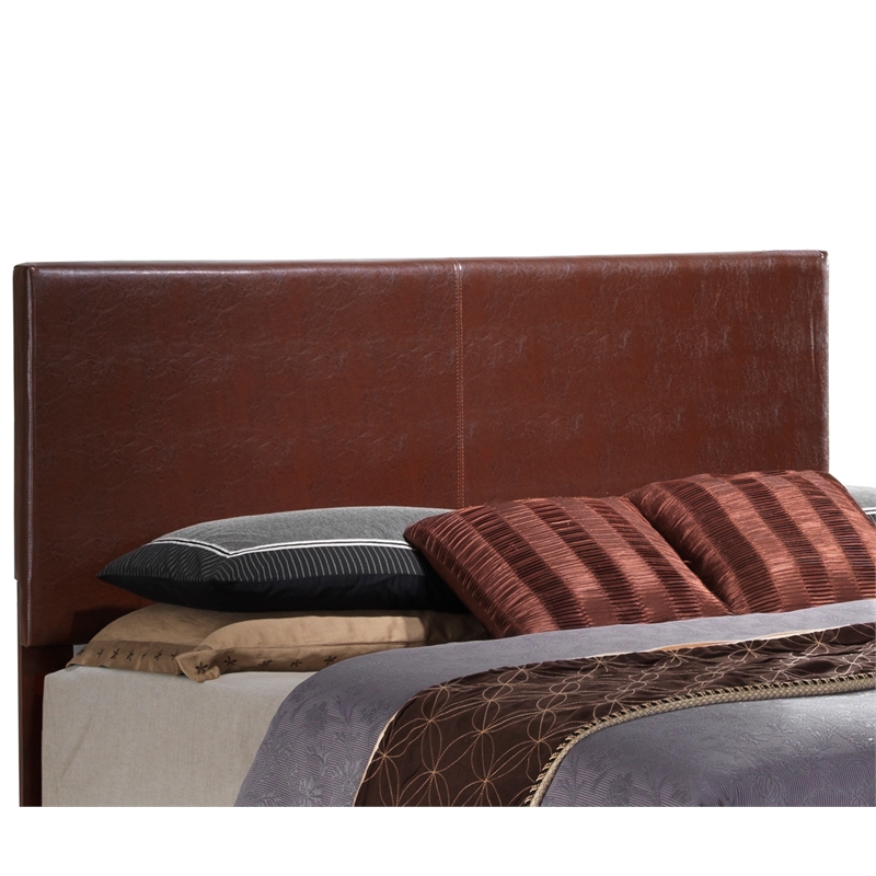 Glory Furniture Aaron Faux Leather Upholstered Queen Bed in Light Brown