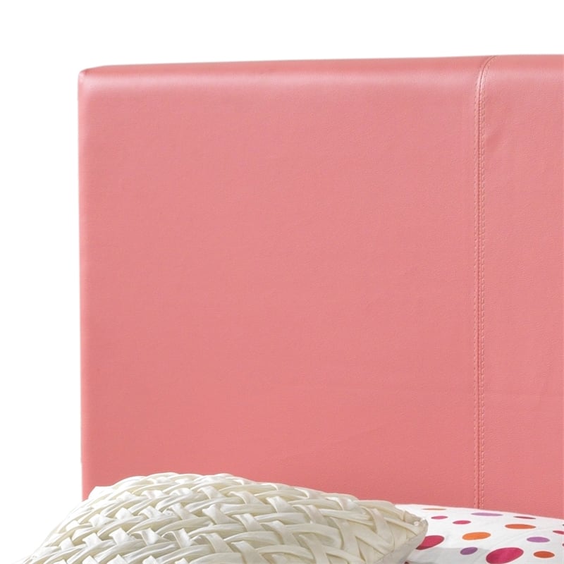 Glory Furniture Aaron Faux Leather Upholstered Twin Bed in Pink