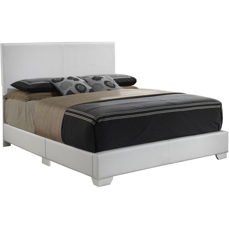 Glory Furniture Aaron Faux Leather Upholstered King Bed in White