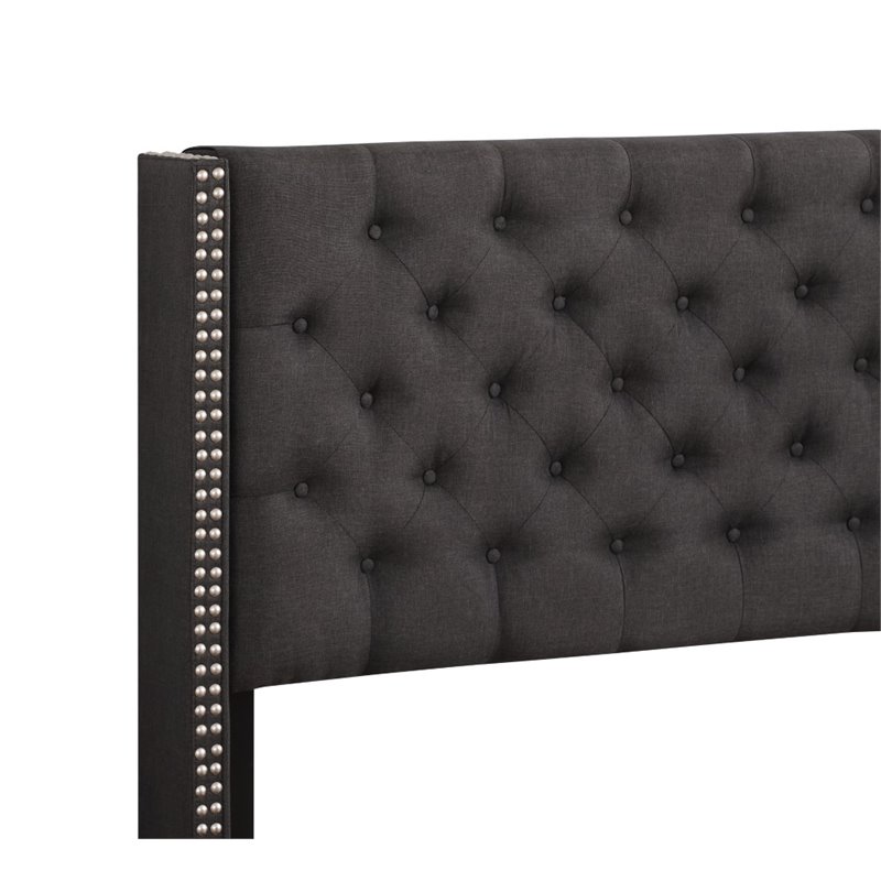 Glory Furniture Julie Fabric Upholstered Queen Bed in Black