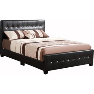 Glory Furniture Diamond Faux Leather Upholstered Full Bed in Black