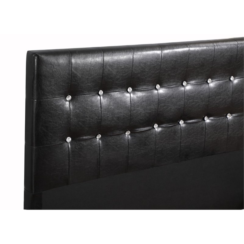 Glory Furniture Diamond Faux Leather Upholstered Queen Bed in Black