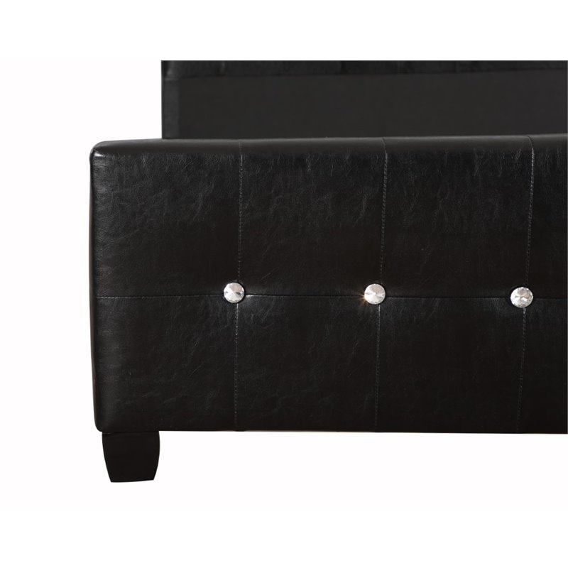 Glory Furniture Diamond Faux Leather Upholstered Queen Bed in Black