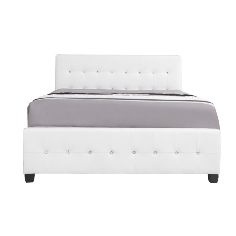 Glory Furniture Diamond Faux Leather Upholstered Full Bed in White
