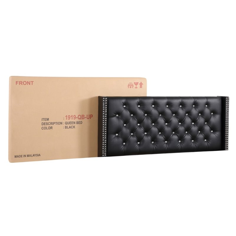 Glory Furniture Julie Velvet Upholstered Full Bed in Black