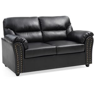 Glory Furniture Olney Faux Leather Loveseat in Black