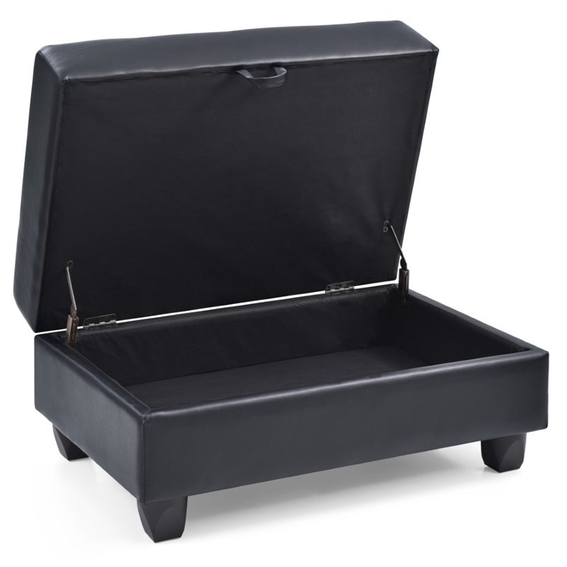 Glory Furniture Revere Faux Leather Ottoman in Black