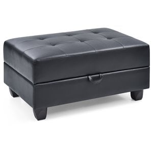 Glory Furniture Revere Faux Leather Ottoman in Black